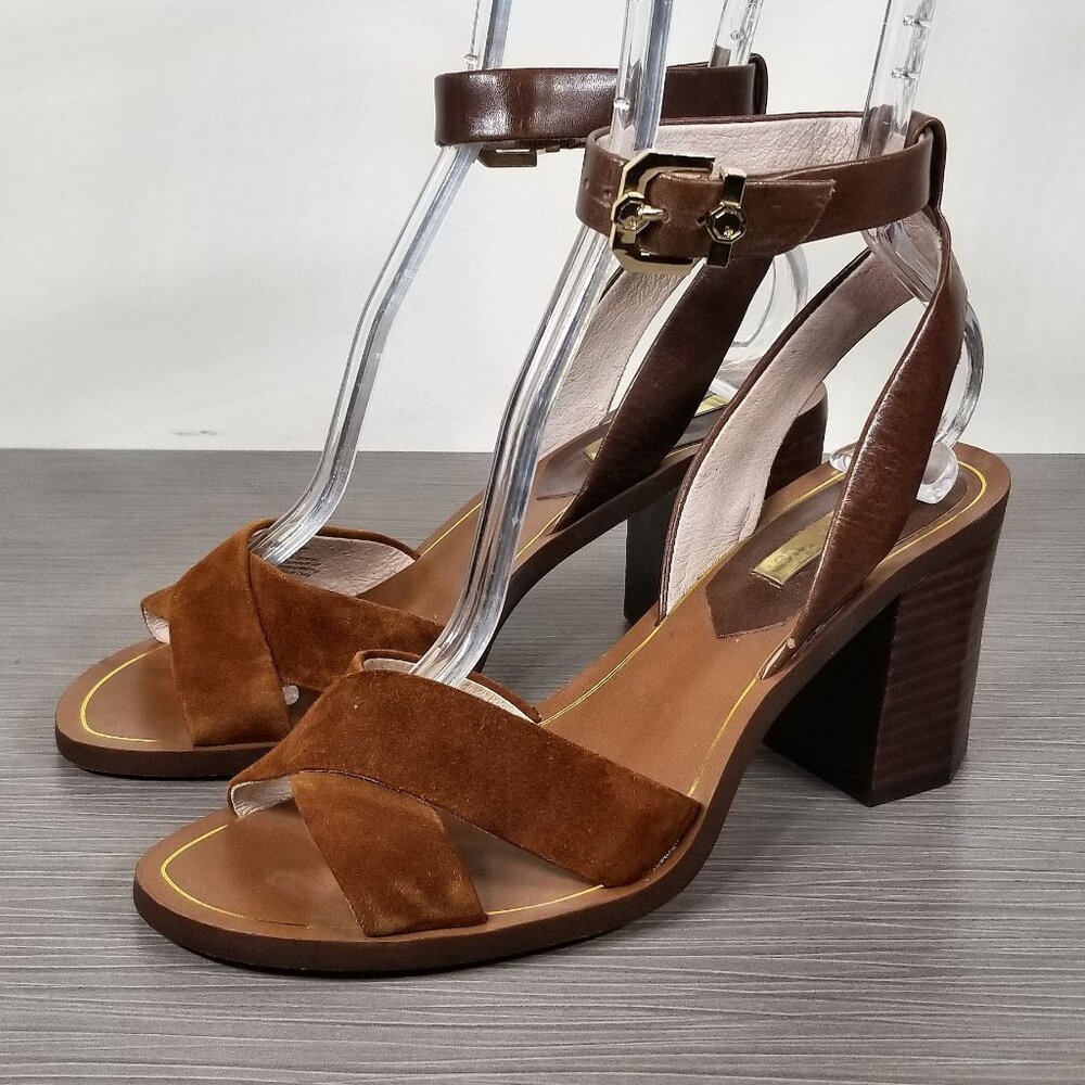 Louise et Cie Kamili Block Heel Sandal, Brown Suede, Womens Size 7 M / 37